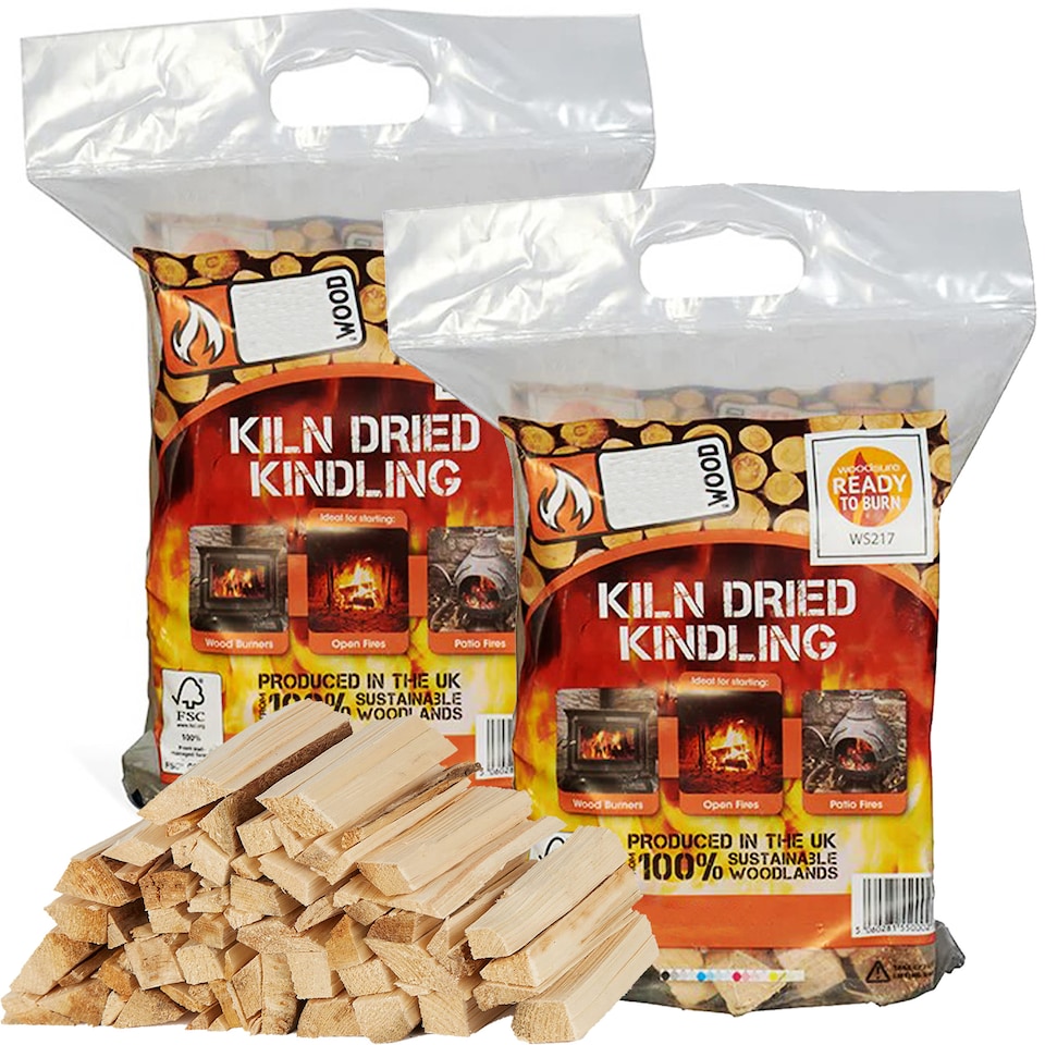 image 1 of 2 Bags of 2-3kg Firewood Logs Kiln Dried Kindling Net Easy To Light & Ready To Burn
