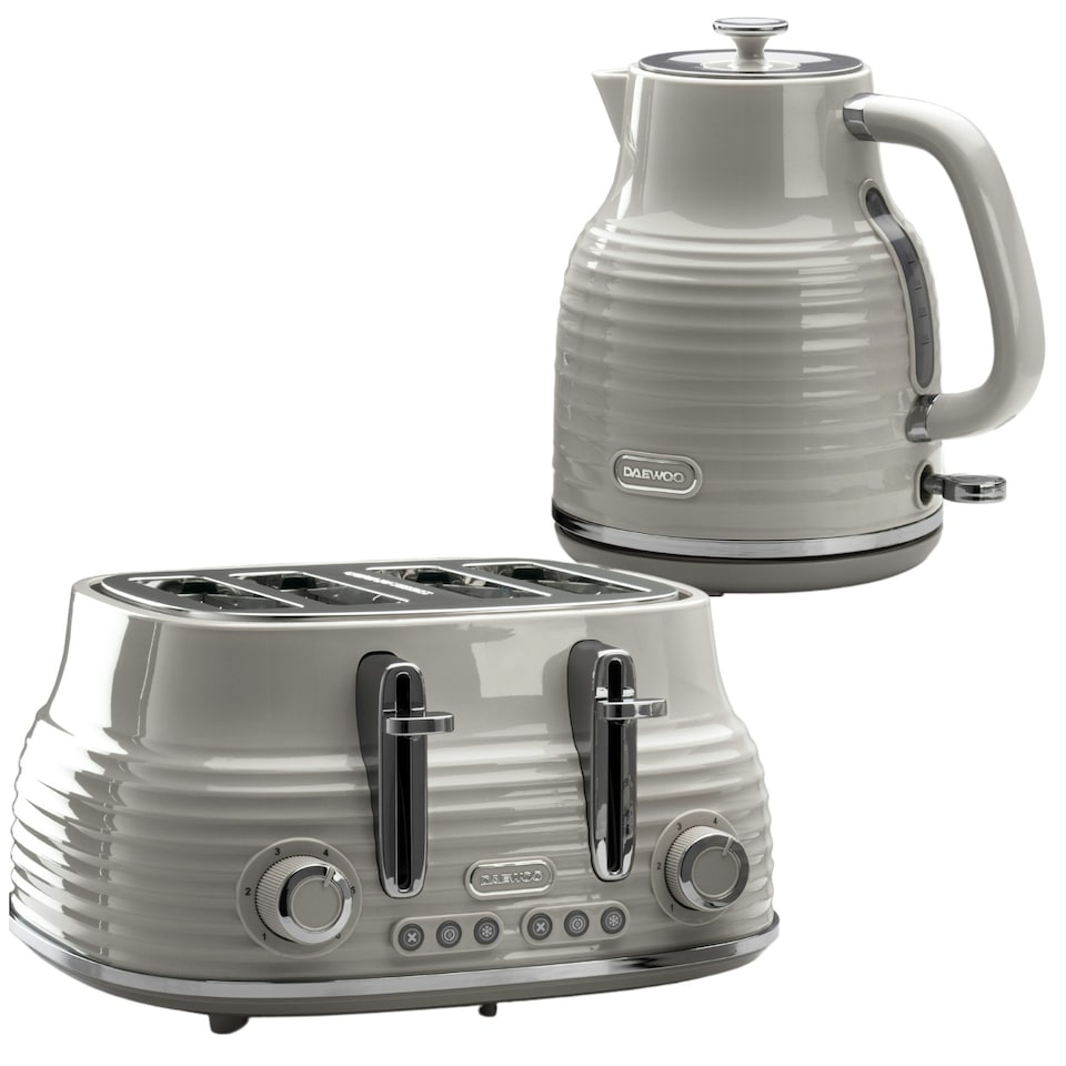 image 1 of Daewoo Sienna 1.7L Rapid-Boil Jug & 4-Slice Matching Kettle & Toaster Set Cream