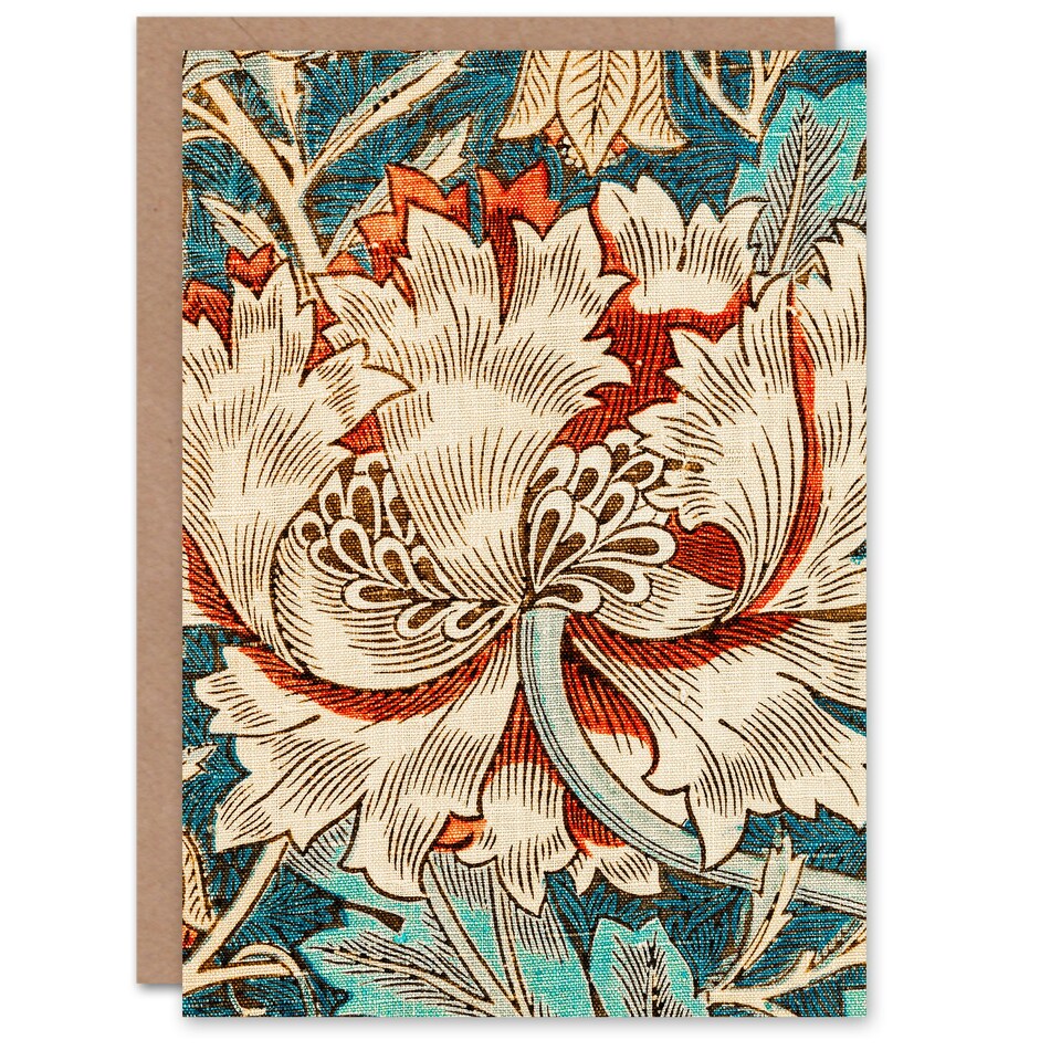 image 1 of William Morris Art Card Honeysuckle Bloom Textile Detail