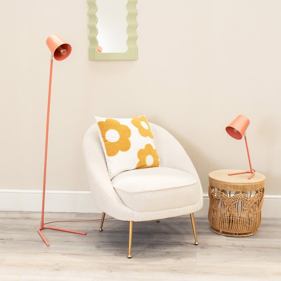 image 1 of ValueLights Lark Coral Peach Metal Task Slimline Floor Lamp