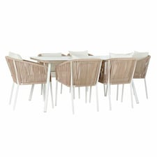 Table set with chairs DKD Home Decor Beige 78 cm 163 x 95 x 6 cm Brown