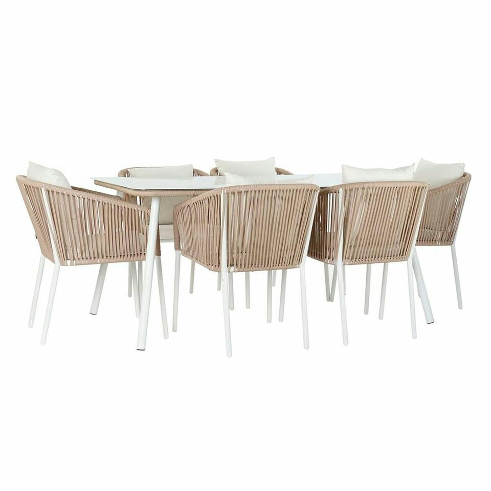 image 1 of Table set with chairs DKD Home Decor Beige 78 cm 163 x 95 x 6 cm Brown