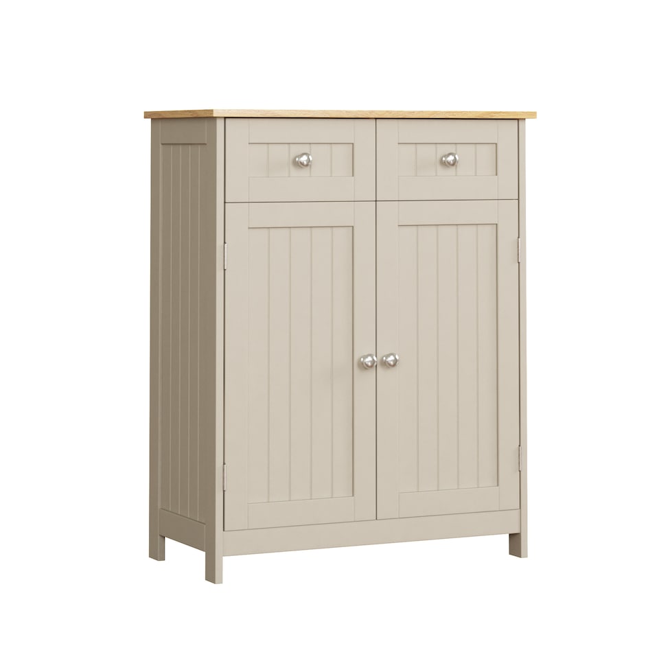 image 1 of Bath Vida Priano 2 Drawer 2 Door Freestanding Bathroom Cabinet, Grey & Oak