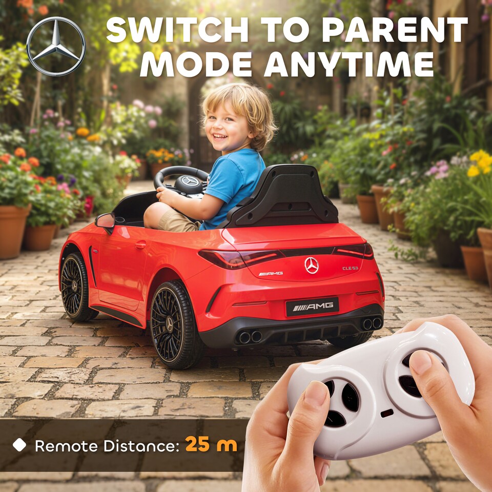 image 1 of AIYAPLAY Kids Electric Car Licensed Mercedes AMG, 12V Ride On Car, Red