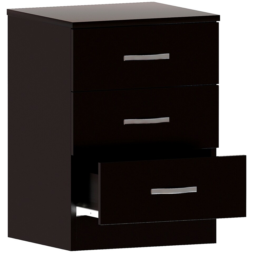 image 1 of Vida Designs Riano 3 Drawer Bedside Chest Cabinet Table Nightstand, Black