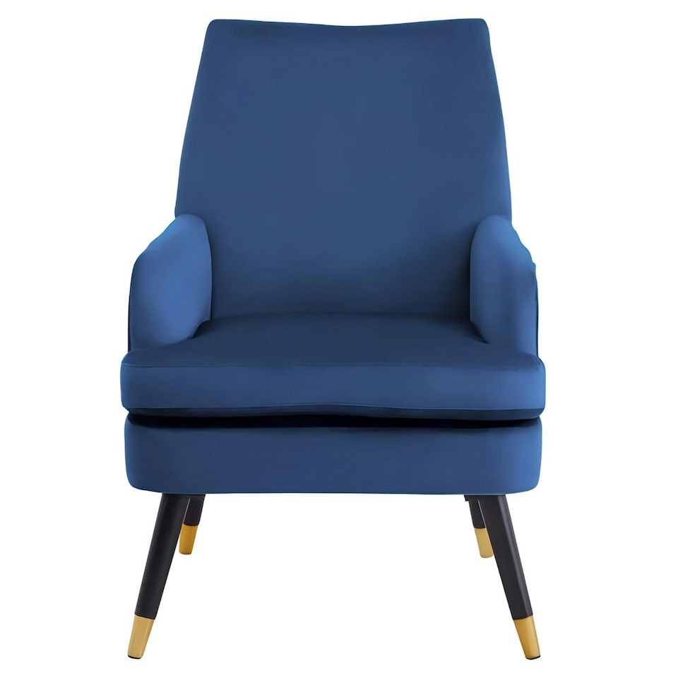 image 1 of Loretta Accent Chair Midnight Blue Velvet Padded Armchair Blue