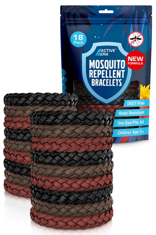 image 1 of Active Era Mosquito Repellent Band - 18 pack PU band Dark brown x6 Light brown x6 Black x6