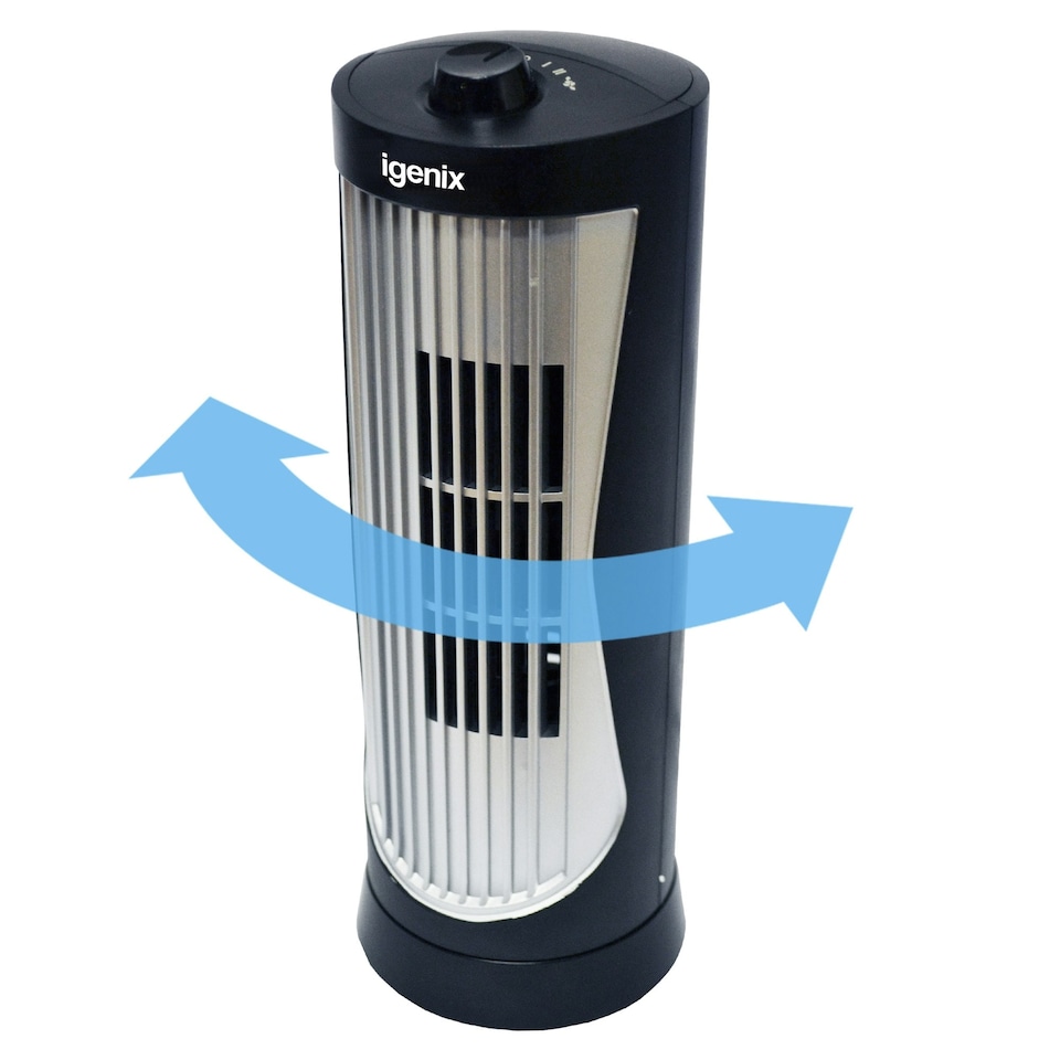 image 1 of Igenix Mini Tower Fan, Oscillating, 12 Inch, Black, DF0020