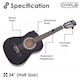 image 2 of Black 34 Inch Half Size 6 String Classical Acoustic Guitar | Black