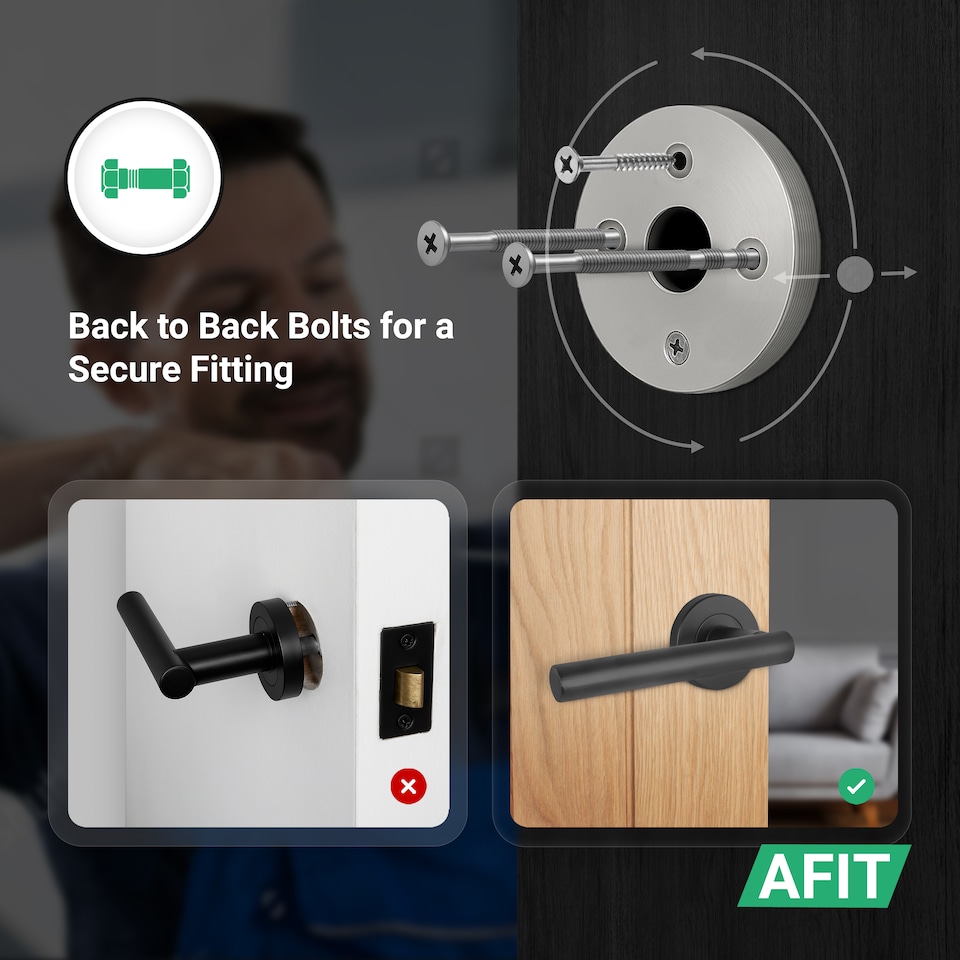 image 1 of AFIT Black Door Handles Round Rose T-Bar 1 Pair Olvera Range