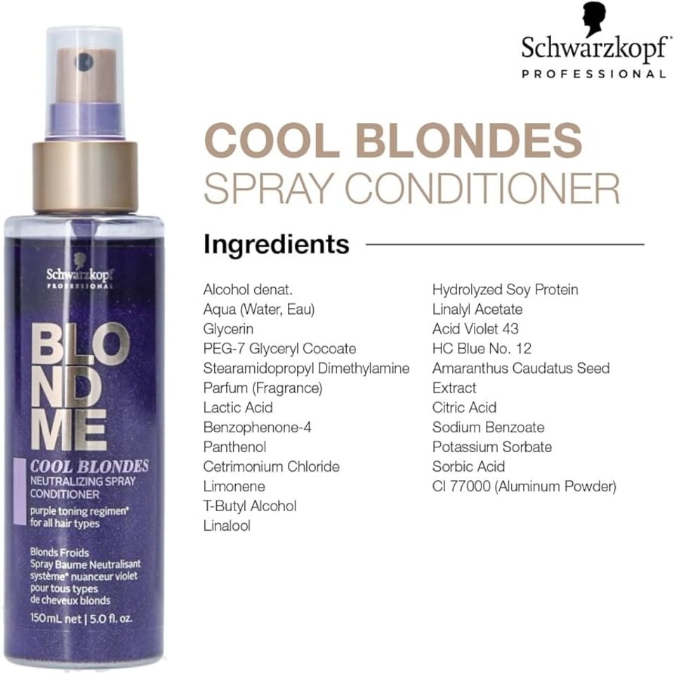 image 1 of Schwarzkopf Professional Blondme Cool Blondes Neutralizing Spray Conditioner 150ml
