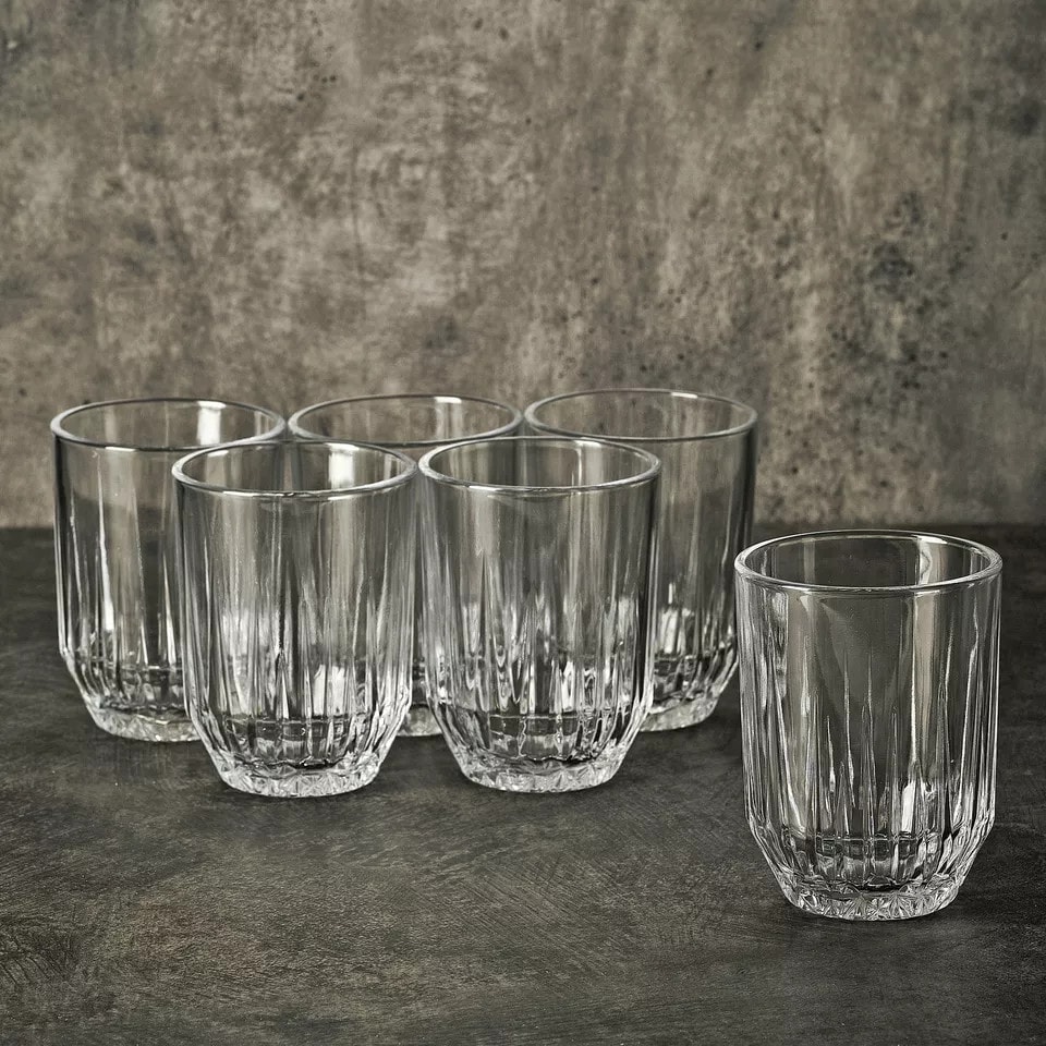 image 1 of 6-Pcs Pasabahce Highball Fluted Drinking Glass Tumblers - 250ml