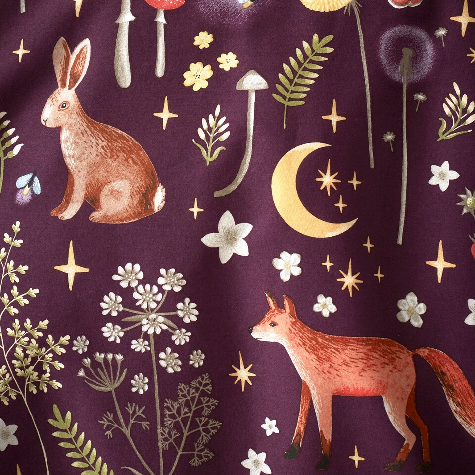 image 1 of Enchanted Twilight Animals Reversible Duvet Cover Set | Purple | Plum | Double
