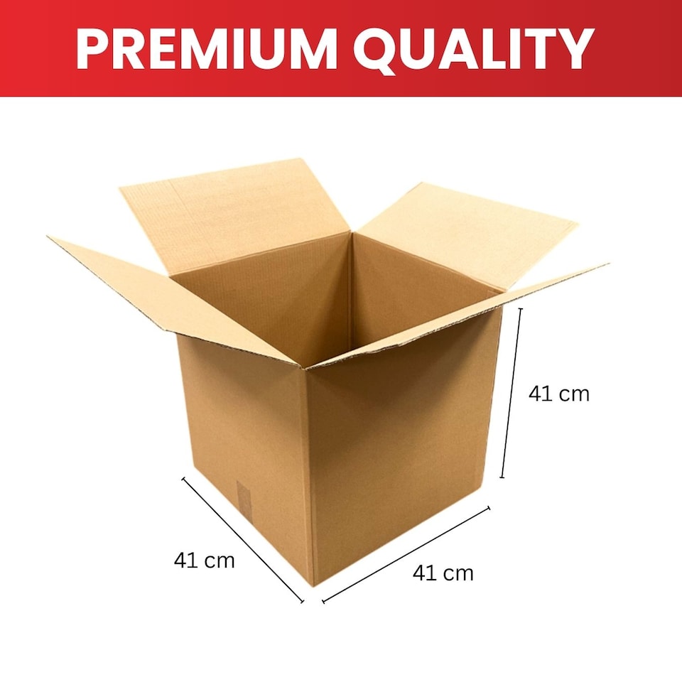 image 1 of Pack of 10 Cardboard Packing Boxes 41x41x41cm - 3mm Corrugated Flute | Brown