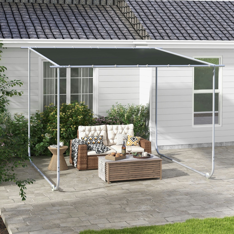 image 1 of Outsunny 3m x 3m Mobile Pergola Kit, Event Shelter with Wheels, UV30+