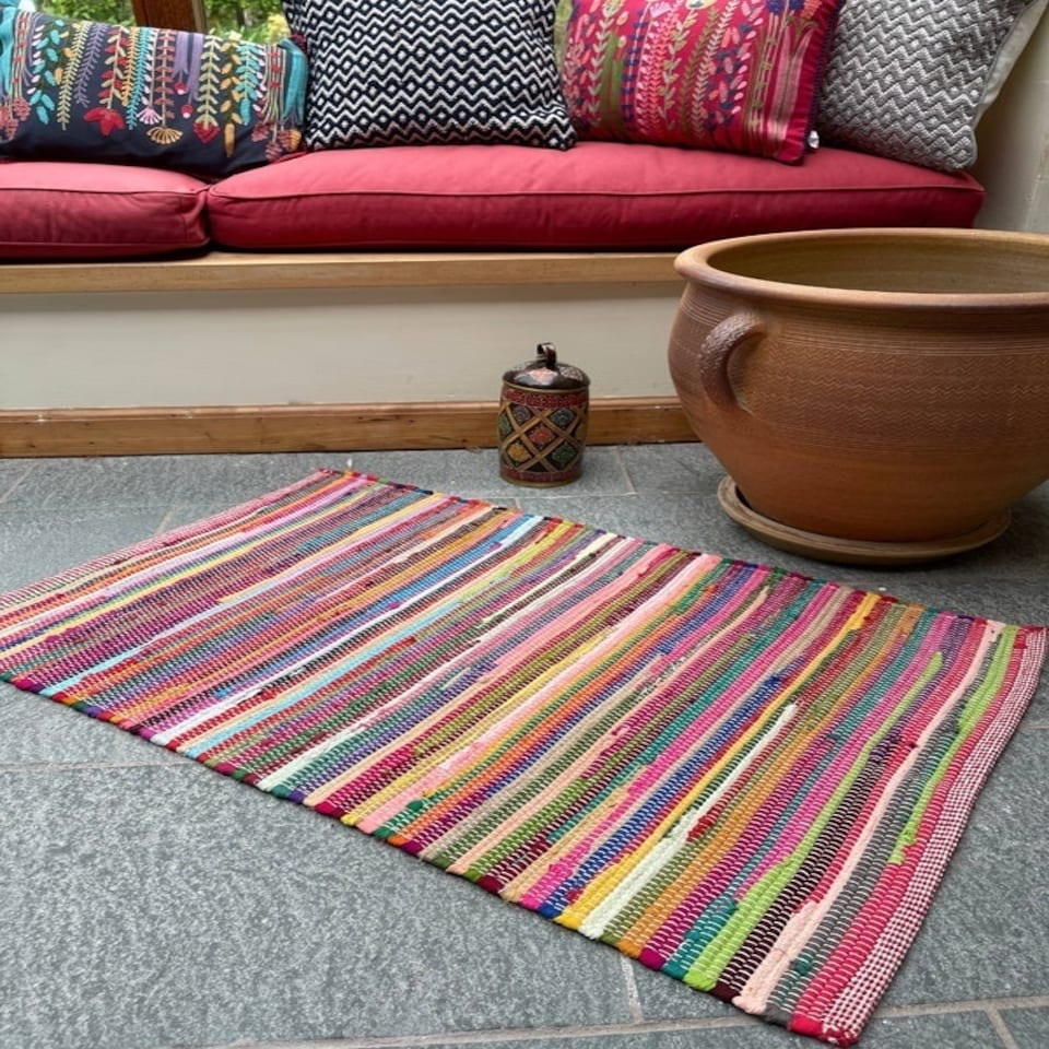 image 1 of RAINBOW Rug Outdoor and Indoor Flat Weave Style - L150 x W300 - Multicolour Multi