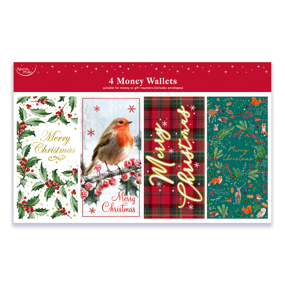 image 1 of Traditional Christmas Money Wallets - Pack of 4