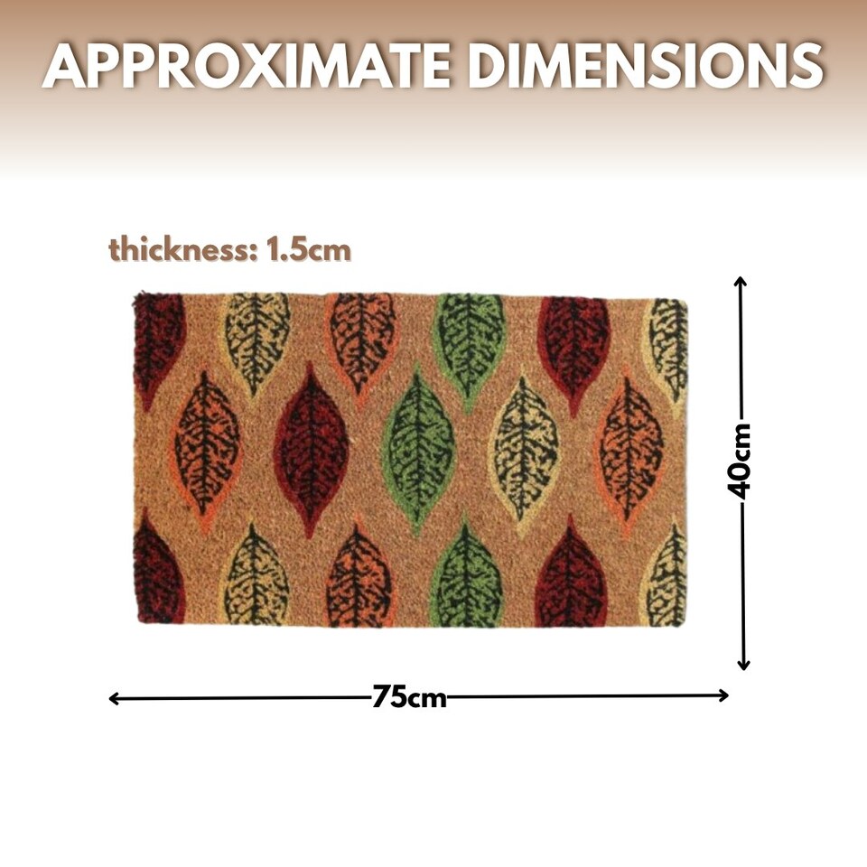 image 1 of Marco Paul Multicoloured Autumn Leaves Coir Doormat 75x45cm Seasonal Entrance Mat