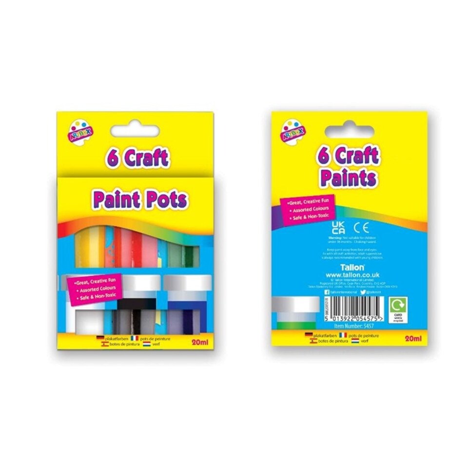 image 1 of Pack of 6 20ml Craft Paint Pots