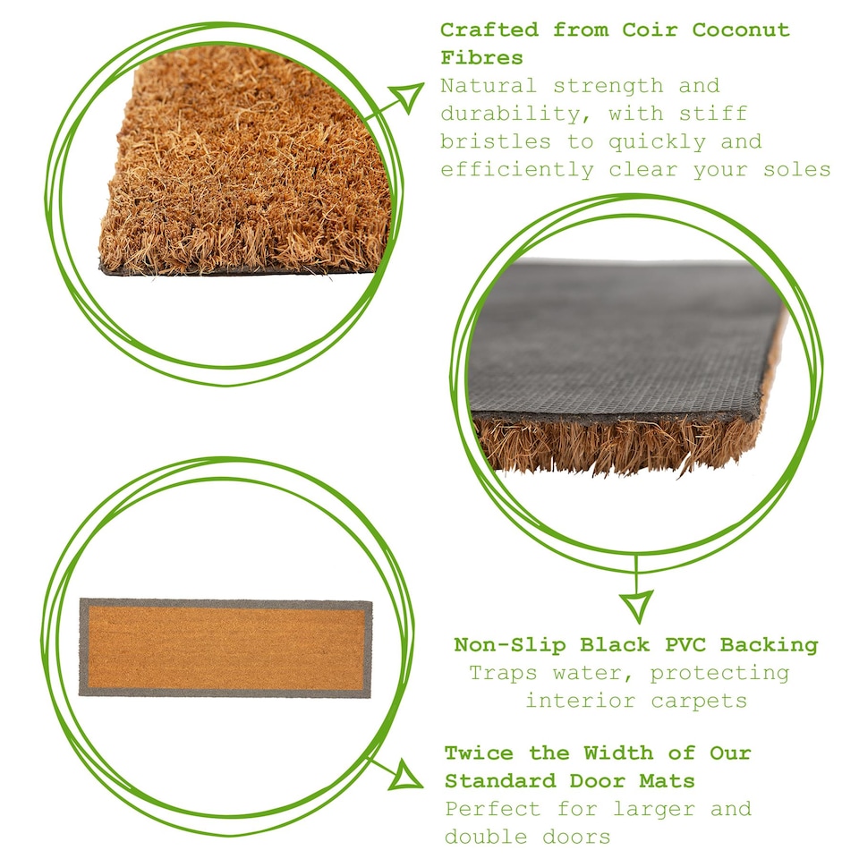 image 1 of Nicola Spring Coir Double Door Mat - 120 x 40cm - Grey Border