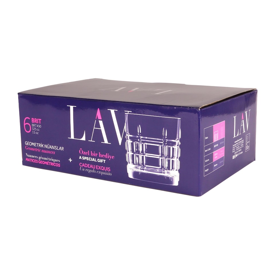 image 1 of LAV Brit Whiskey Glasses - 325ml - Clear - Pack of 6 | Clear | Clear