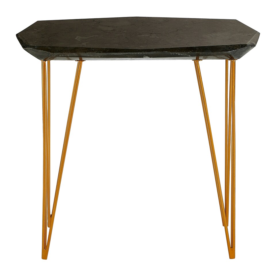 image 1 of Durable Large Black Marble Top Side Table, Modern Metal Side Table, Chic Constructed Modern Side Table Black