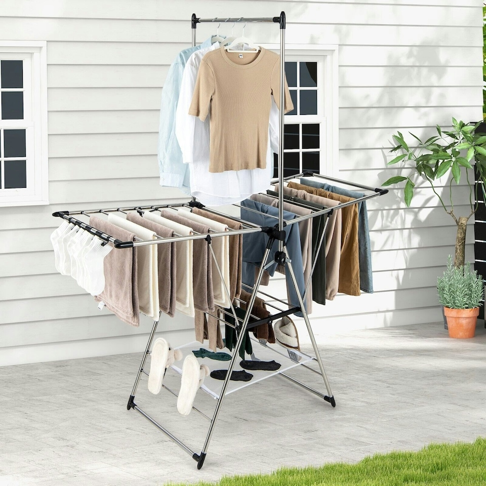 image 1 of COSTWAY Clothes Drying Rack Gullwing Style Rack