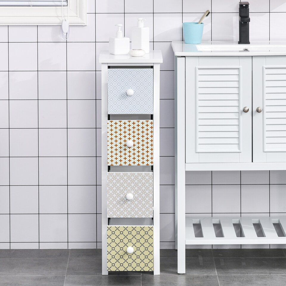 image 1 of HOMCOM Drawer Cabinet, 4 Drawer Storage Organizer Unit Bathroom Bedroom