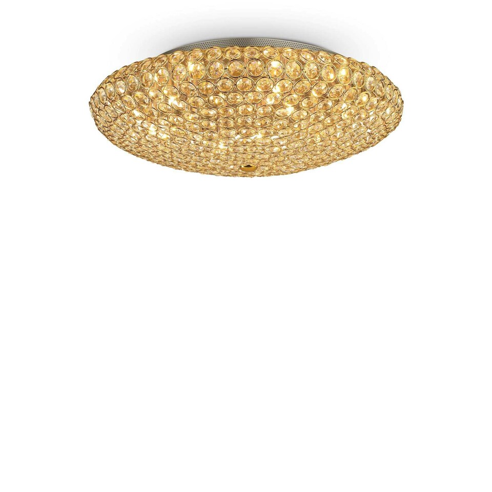 King 9 Light Indoor Large Flush Light Gold, G9