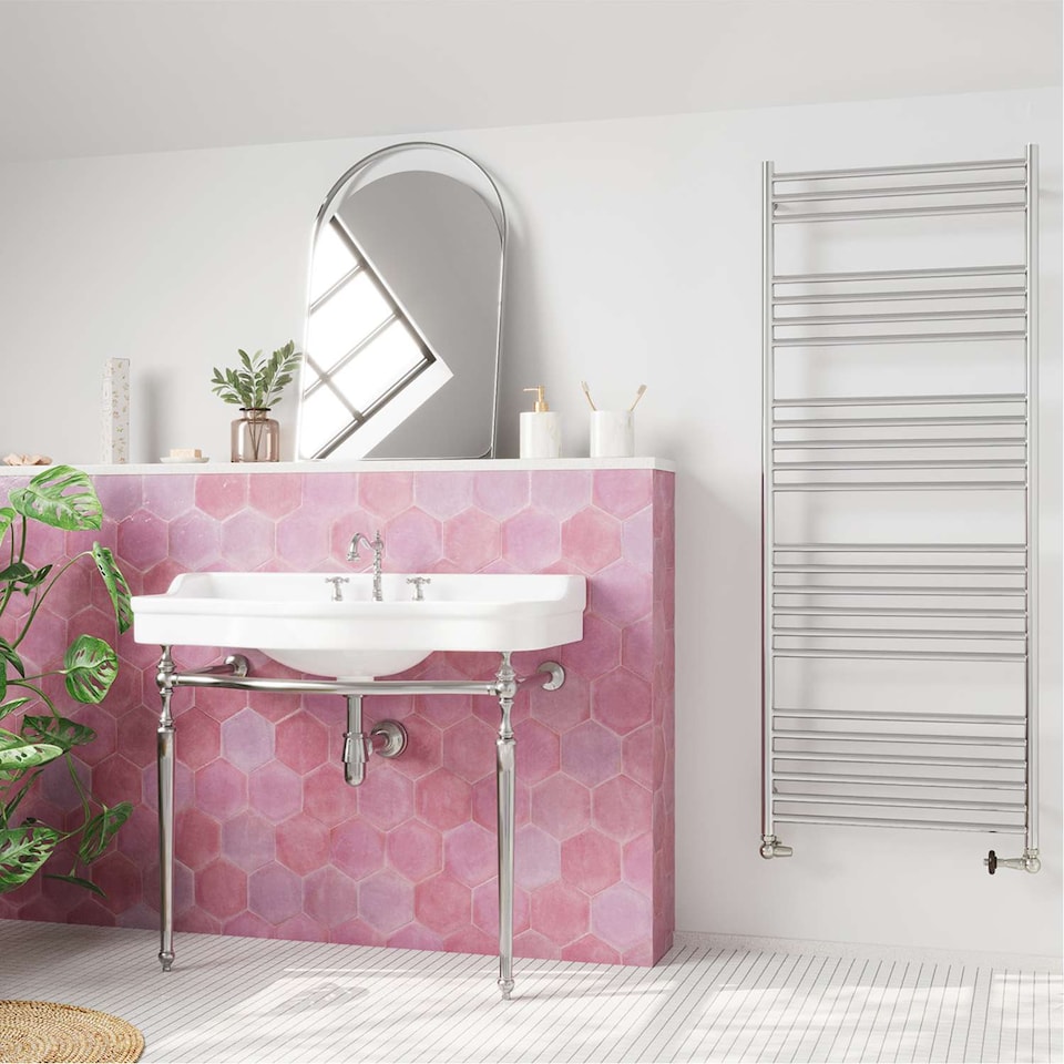 image 1 of Aston Curved Heated Towel Rail Bathroom Radiator - Stainless Steel (H) 1600mm x (W) 600mm