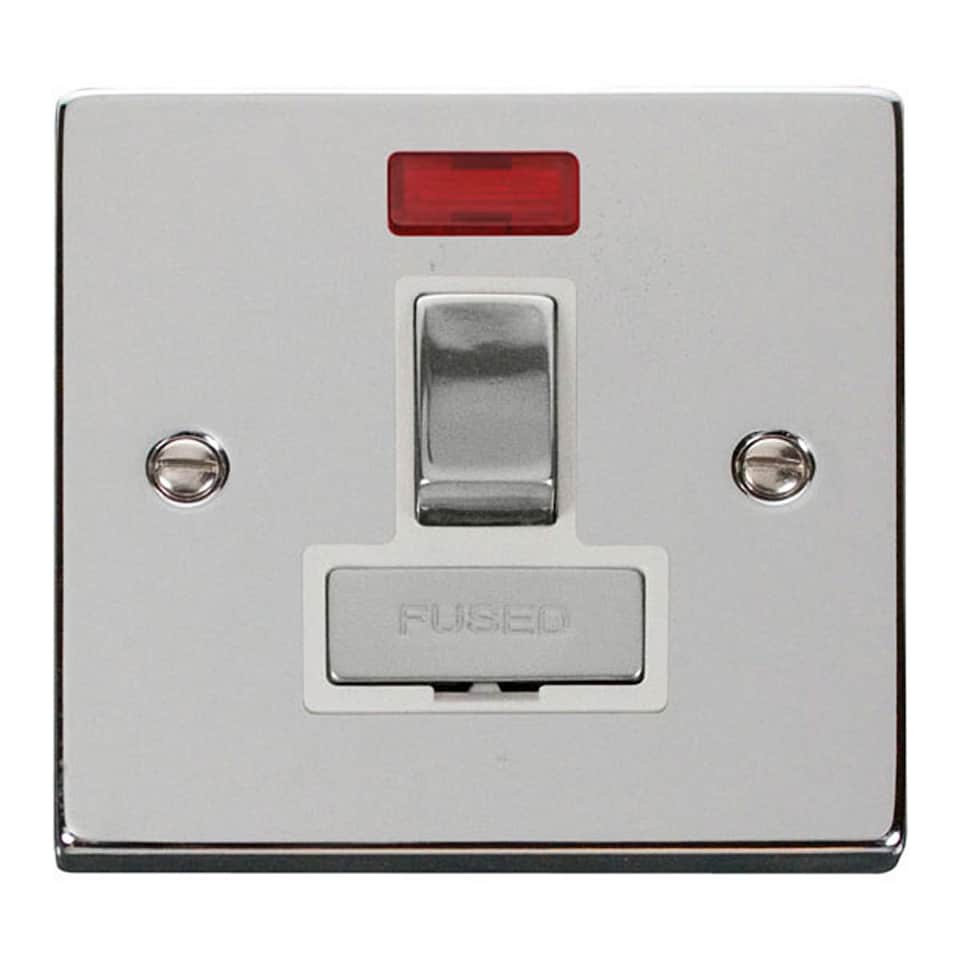 SE HOME Polished Chrome 13A Fused Ingot Connection Unit Switched With Neon | Chrome | Polished Chrome