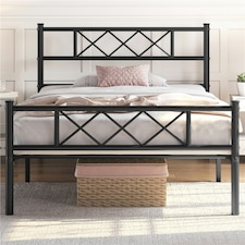Yaheetech 3ft Single Simple Metal Bed Frame Mattress Foundation Black