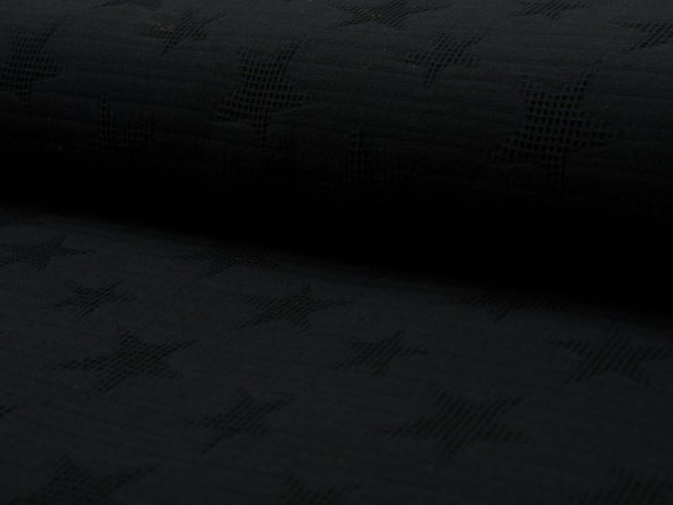 Black Jacquard Cotton Waffle Fabric for Dressmaking, 145cm / 57" Wide - per metre