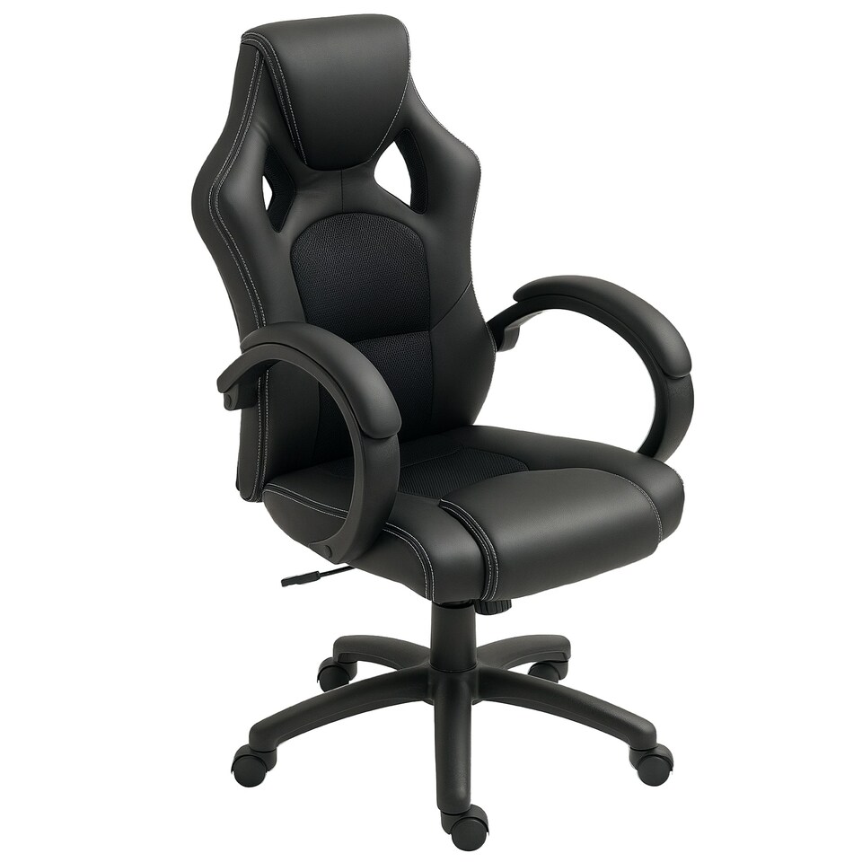 image 1 of Vinsetto Racing Gaming Chair, PU Leather Swivel Office Gamer Chair Black
