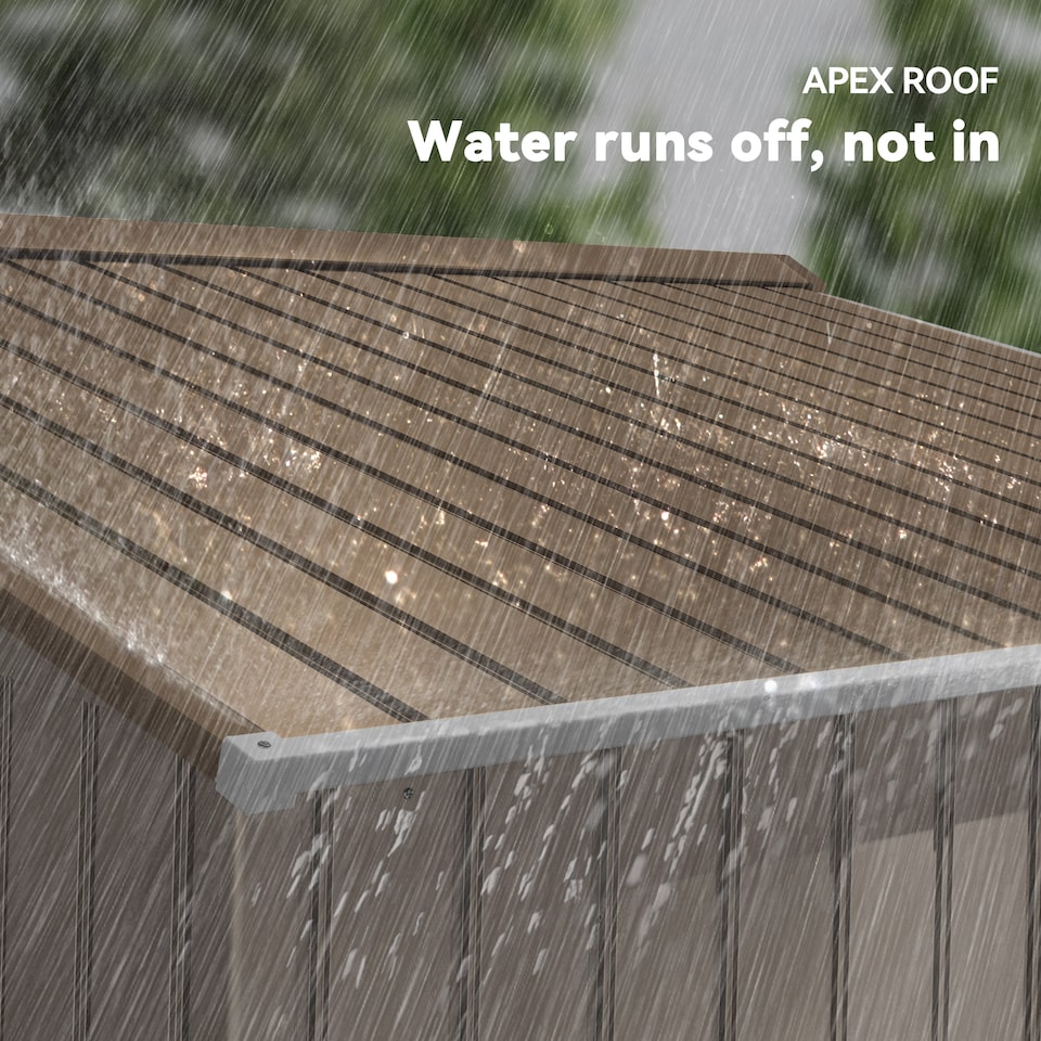 image 1 of Outsunny 9 x 6ft Metal Garden Shed, Outdoor Storage Tool House with Ventilation Slots, Foundation Kit and Lockable Double Doors, Light Brown