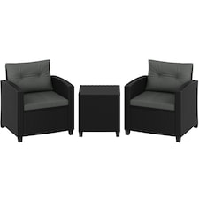 Yaheetech 3-Piece Wicker Patio Bistro Set-Black&Grey | Multi | Black&Grey