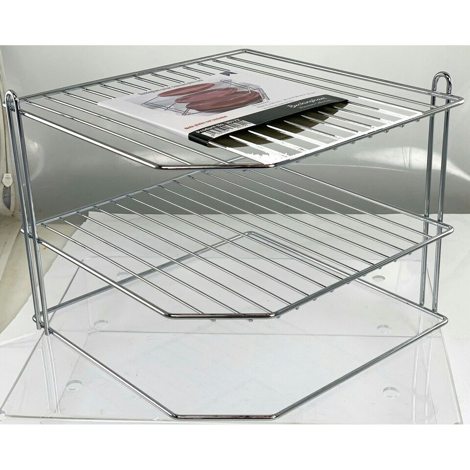 image 1 of Buckingham 3 Tier Kitchen Plate Organising Rack 28 cm ,  Chrome