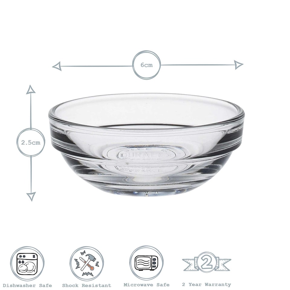 image 1 of Duralex Lys Stacking Glass Cooking / Ingredients / Food Bowl - 6cm | Clear | Clear