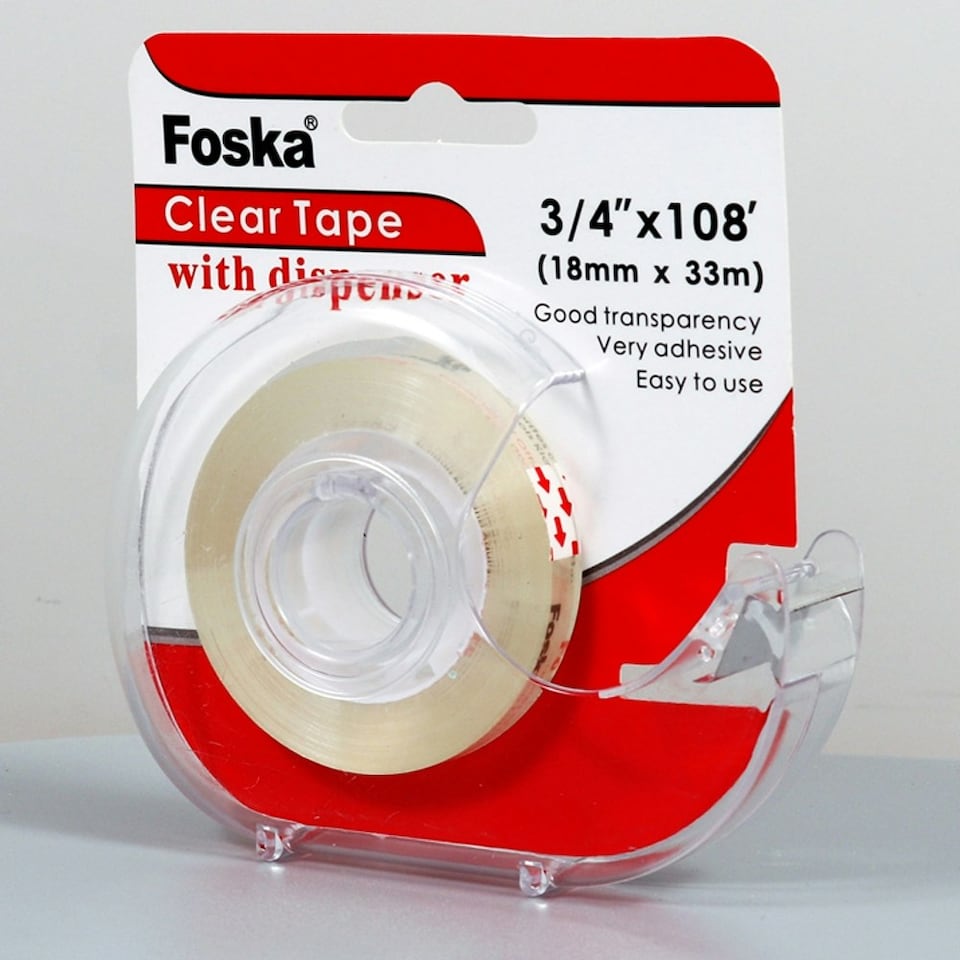 image 1 of Clear Transparent Tape with Dispenser 18mm x 33m