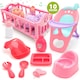 image 9 of 13 Inch Baby Doll Play Set My First Baby Doll with Swinging Crib High Chair and Feeding Accessories Pretend Play Girls Toys