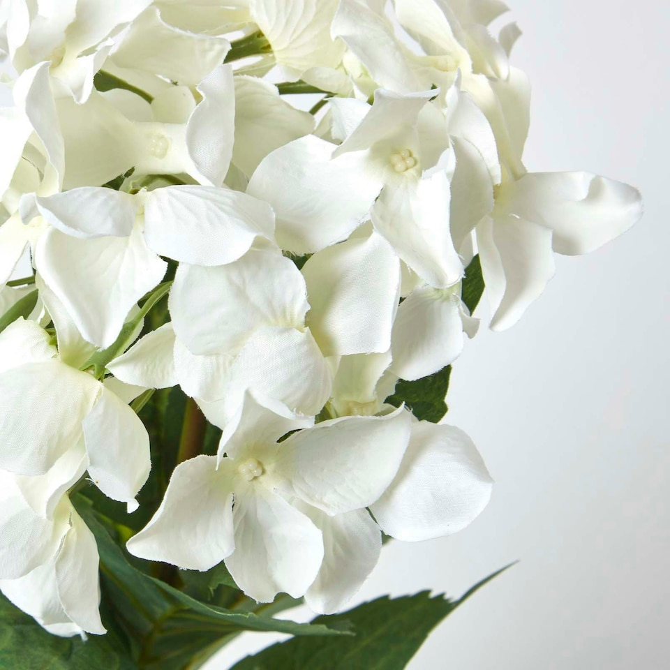 image 1 of Homescapes Small Cream Artificial Hydrangea Flower in Cream Pot, 38 cm Tall