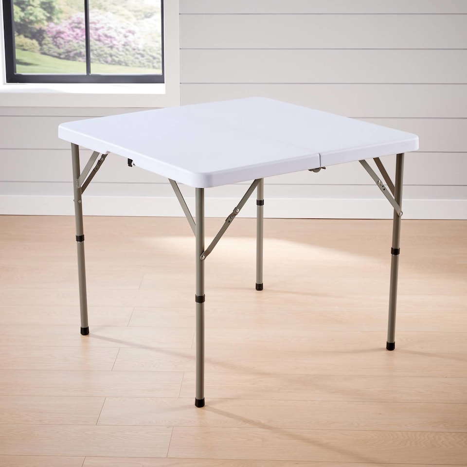 image 1 of Square Folding Table Trestle Camping Party Picnic BBQ Garden Indoor Outdoor