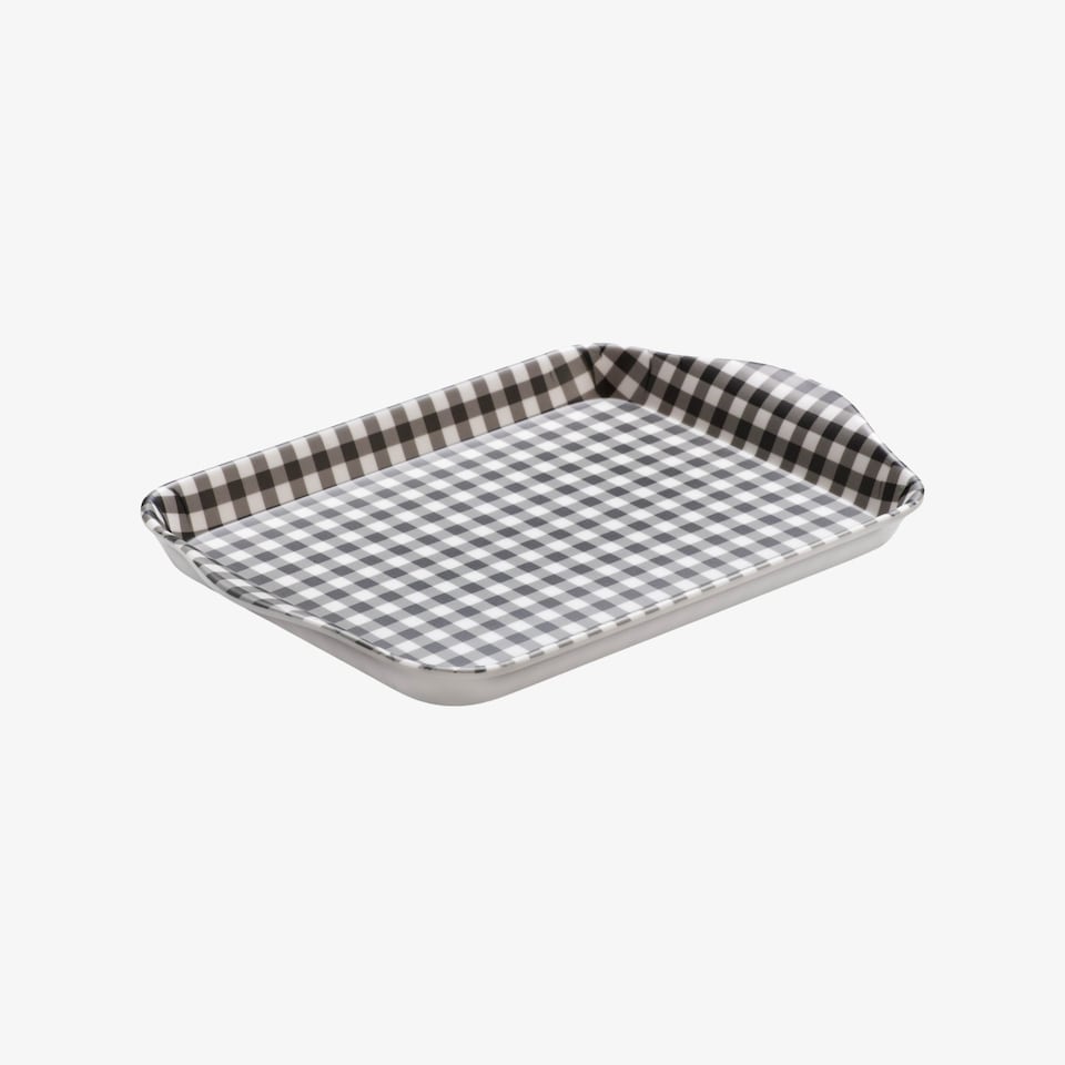 image 1 of Zeal Melamine Mini Tray, Gingham Pattern, 18 x 14 cm, Dark Grey
