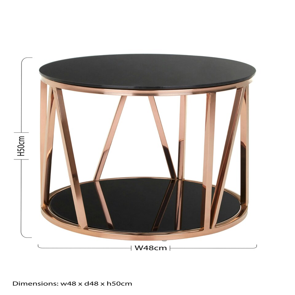 image 1 of Interiors By Premier Durable Round Rose Gold Finish Side Table, Side Table For Livingroom, Tempered Glass Modern Side Table Multi