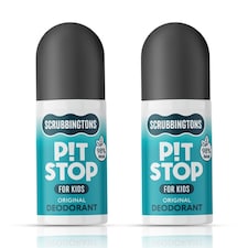 Scrubbingtons Pit Stop Kids Deodorant Natural Roll On For Children, Teens Natural Ingredients For Sensitive Skin. Paediatrician approved, Aluminium & Alcohol Free, Original, 75ml x 2