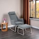 image 1 of Interiors by Premier Grey Fabric Chair with Foot Stool Ottoman, Steel Frame Highback Accent Chair for Office, Lounge, Living Room