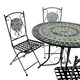 image 4 of Charles Bentley Garden Blue Mosaic 5 Piece Dining Set With Folding Chairs Patio