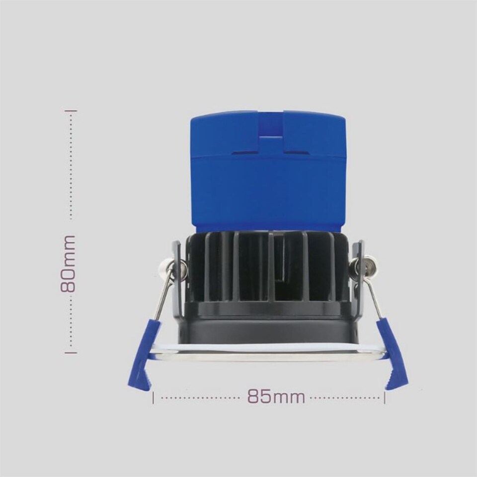 image 1 of Set of 10 Fire Rated LED Bathroom Downlights - Brushed Steel IP65 Recessed Downlights | Chrome | 10