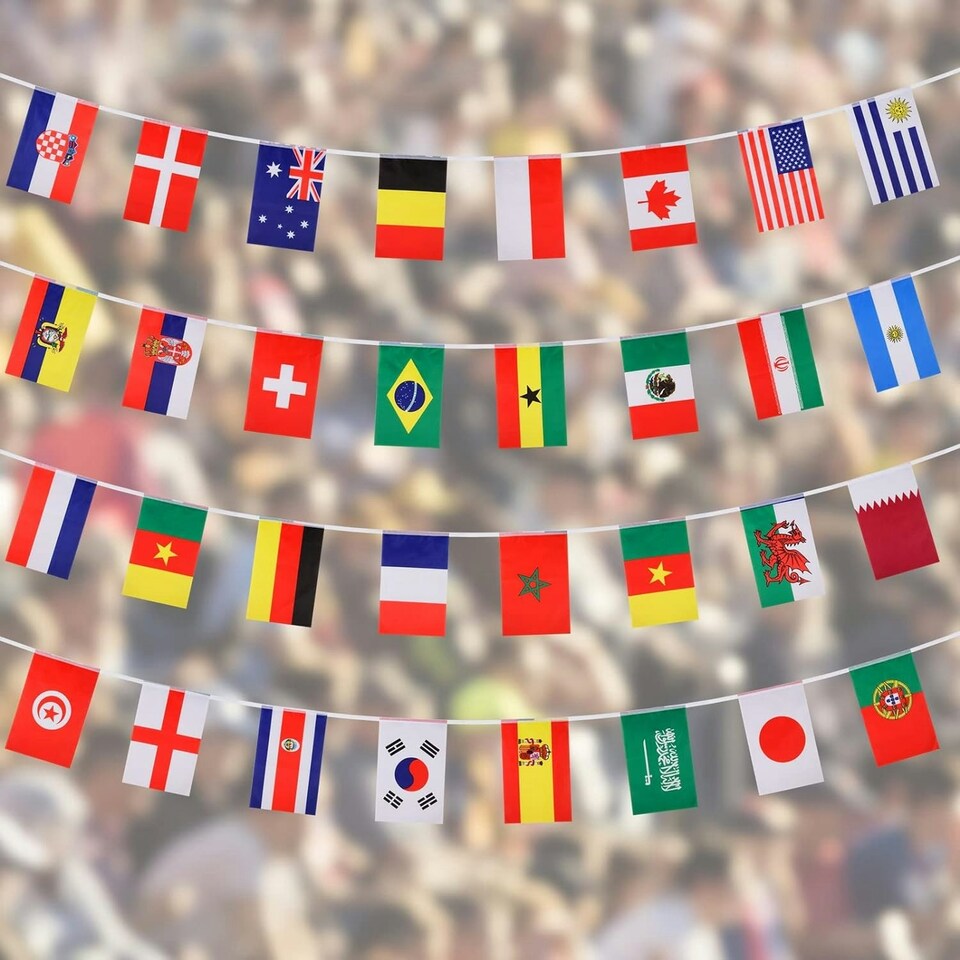 image 1 of Multi Nation Polyester Party Bunting 6m with 32 Flags Football buntings