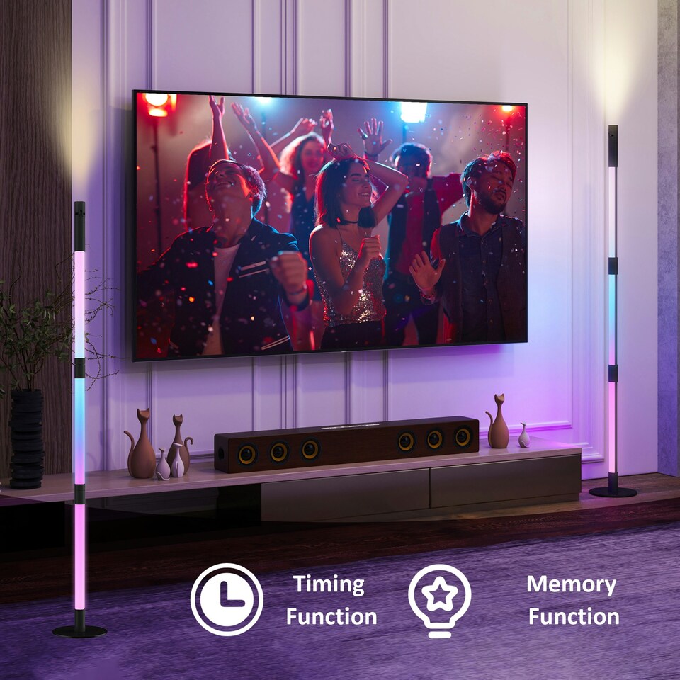 image 1 of HOMCOM LED Floor Lamp, Corner Floor Lamp App & Remote Control Dark Grey Grey | Dark Grey